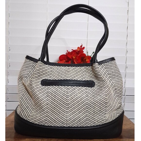 Brighton Cala Tote Woven Soft Straw Chevron Print Pebble Leather - Picture 11 of 12